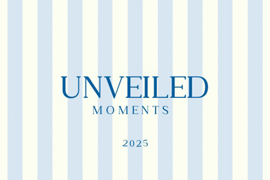 Unveiled Moments blue and cream logo with "2025" at bottom